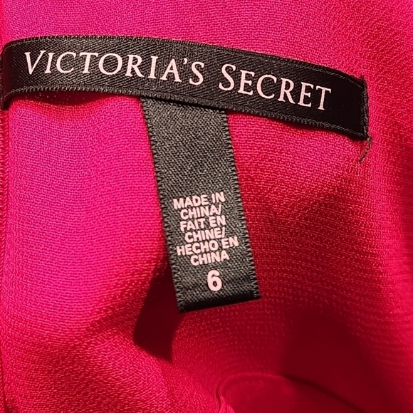 Victoria Secret Red V Neck Dress Attached Ribbons To Tie Size 6 - Picture 11 of 12
